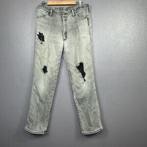 Vintage Wrangler Jeans Men's 34x32 Straight Leg Gray Grunge Worn Faded